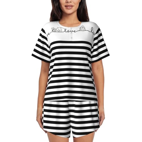 Pyjama femme col rond ensemble court anti-transpiration avec poches
