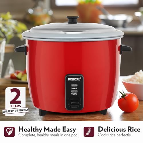 Image of Borosil 1.8L Pronto Dual Electric Rice Cooker | Keep Warm Feature with Indicator Display, Anti Skid Rubber Feet | Cook & Boil Noodles, Rice, Upma, Idli, Dhokla | 2 Years Warranty
