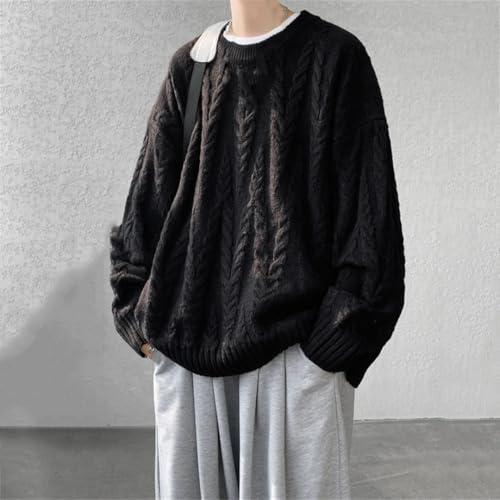 Men's Knitted Solid Sweater Crew Neck Loose Casual Jumpers Pullover Couple Sweaters3