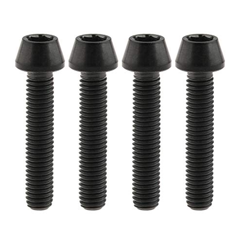 Image of Titanium Ti Bolt M5x9 16 18 20 25 30 35 40 45 50 55 60mm Tapered Head Screws Pack of 4 (M5x25mm, Black)
