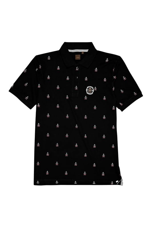 FRENCH CROWNMen's Black Pure Cotton Regular Fit Printed Casual T-Shirt