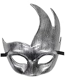 Coolwife Mens Masquerade Mask Greek Roman Party Mask Mardi Gras Halloween Mask (B Antique Silver Black)