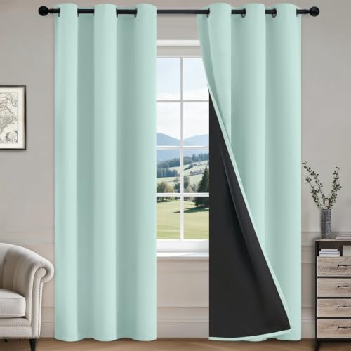 Image of COSVIYA Grommet 100% Aqua Blackout Curtains for Kids Room 84 Inches Length