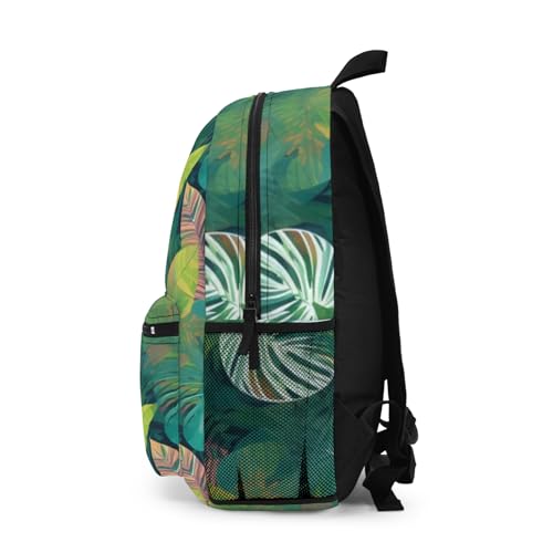 Backpack Tropical Leaf Jungle Pattern Vibrant Green Foliage Design3