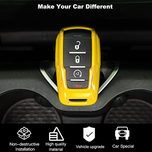 Image of Key Fob Case Cover Key Bag Holder Protection Shell Accessories for Dodge RAM 2018-2026,Yellow