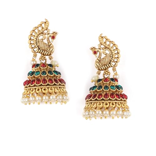 Image of Rubans Jhumka Earrings Gold Plated Stylish Traditional Trendy Jewellery Gift for Women & Girls