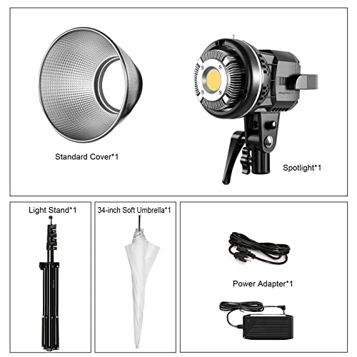 Image of GVM 80W CRI97+ 5600K Dimmable LED Video Lights with Bowens Mount Kit Continuous Output Lighting Spotlight for YouTube Vlog Wedding Photography Shooting Light with Reflector