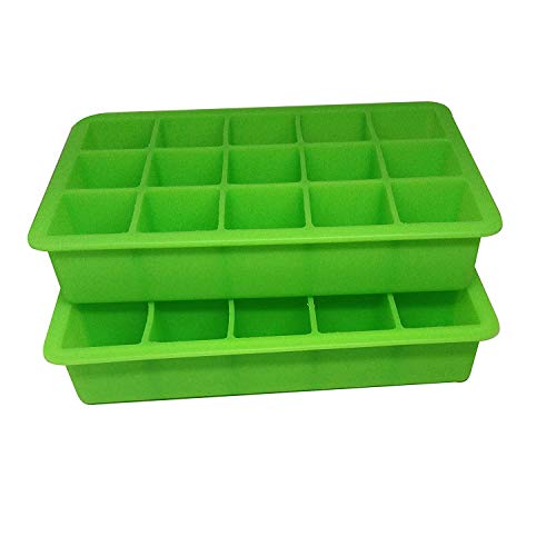 Pioneer Clan 2PCS silicona 15 cavidad cubo de hielo bandeja moldes caramelo molde pastel molde chocolate molde (verde) Cover