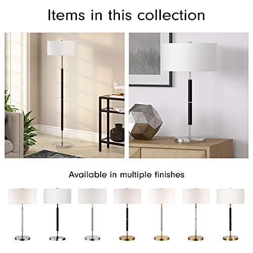 Henn&Hart TL0321 25 Inch Tall 2-Light Table Lamp With Fabric Shade In Black/Polished Nickel/White thumb #15