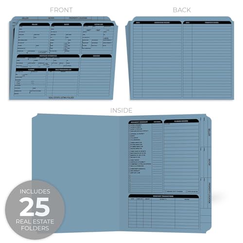 Blue Real Estate Folders / 25 Preprinted Property Listing Folders / 9 5/8" x 11 3/4" Fill in Seller Buyer Checklist Folders/Made in The USA - Image 2