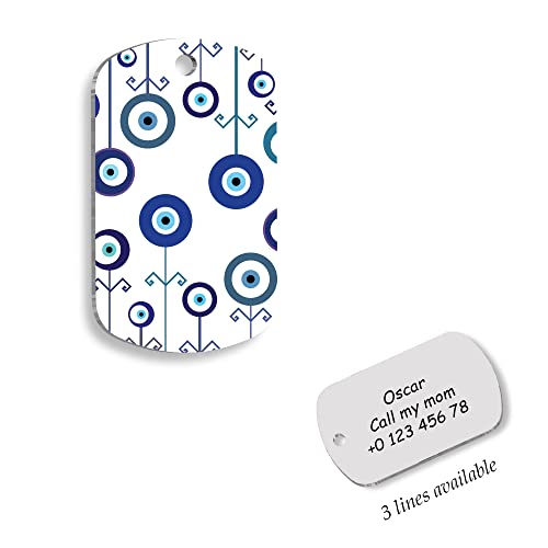 Evil Eye Charm Personalized Dog Tag - Custom Name Tag - ID Tag for Dog & Cat - Customized Pet Tags - Dog & Cat Name id Tag - Dog Name Tag - Engraved Dog Tag
