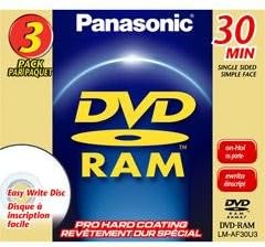 LM-AF30U3 8CM Rewritable DVD-RAM for Camcorders (3 Pack)