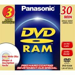 Panasonic LM-AF30U3 8CM Rewritable DVD-RAM for Camcorders (3 Pack)