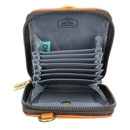 Image of CHALA RFID Cute-C Credit Card Holder Wallet Wristlet - Women Faux Leather Cute-C with Strap