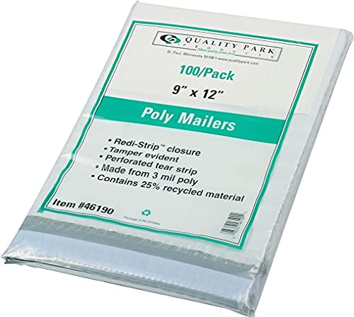 Quality Park 46190 Poly Envelopes W/Perforation, Plain, 9-Inch X12-Inch, 100/Bx, White #TOP1