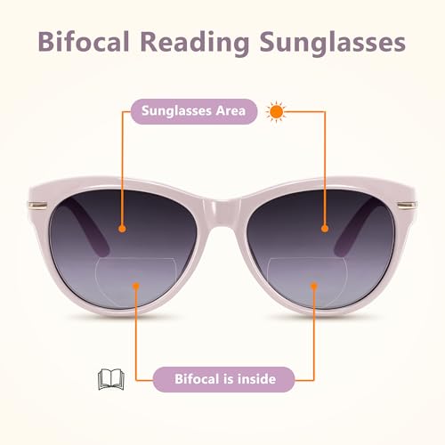 Image of EASY READ 2 Pack Bifocal Reading Sunglasses for Women | Trendy Sunglasses Readers, UV400 Protection,Exquisite Metal Decoration, Great for Reading Outdoors