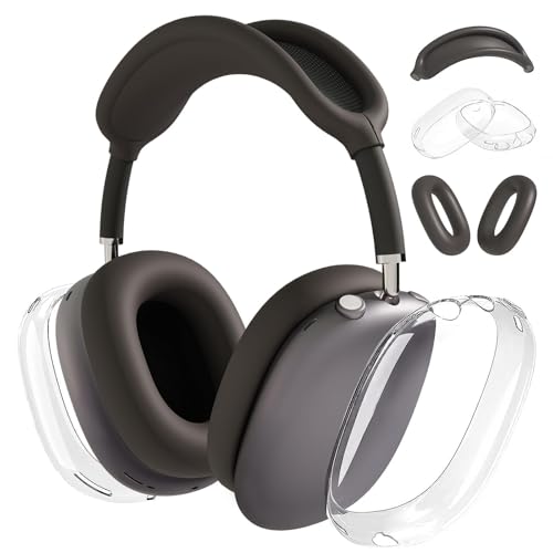 Coque en silicone pour AirPods Max et coussinets d'oreille gris sidéral en TPU