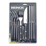 Brinox - Conjunto de Talheres Jumbo para Churrasco 8 Peças Linha Churrasco - Preto