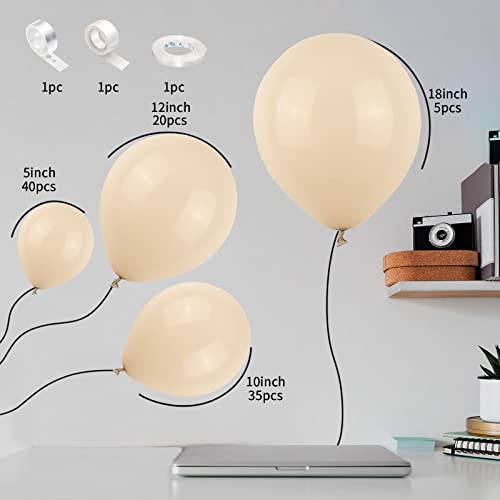 Image of White Sand Balloons Beige Latex Balloon 5 10 12 18inch Different Sizes 103pcs Cream Nude Neutral Balloons Kit for Kids Birthday Party Decoration Baby Shower Wedding Annversary