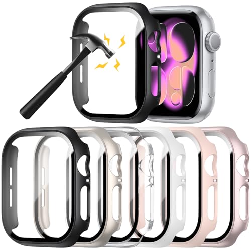 Rontion 6 Pack Case with Screen Protector for 46mm Apple Watch Series 11/10