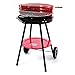Produktbild Nexos Rundgrill mit Ablage Grillwagen BBQ Grill Holzkohlegrill rot 70 x 40 cm Bratenspieß Windschutz Spritzschutz Räder Outdoor Terrasse Garten Balkon Standgrill freistehend Rost