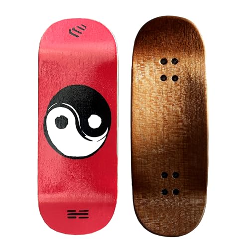 NOAHWOOD Handmade Fingerboard Deck 97-98mm x35mm 5 & 6-Layer Color maple Pro and Deep concave Taichi Deck (Tai Chi Red)