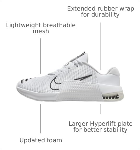 Image of Nike Metcon 9 Men's Workout Shoes (FD5431-100, White /Photon Dust /Black) Size 6