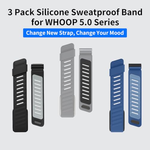 BBAMEN 3 Pack Silicone SportFlex Bands Compatible with WHOOP 5.0/MG Band for Men Women - Soft, Breathable & Comfortable, Adjustable Waterproof Replacement Wristbands Straps- Not Compatible with Gen 4 by BBAMEN - Used condition - Image 2