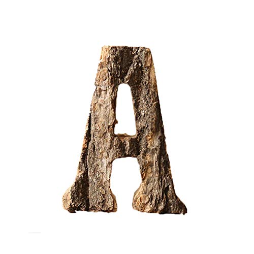 Outflower A ~ Z Lettre Majuscule en Bois Ornements Vintage Naturel Suspendu Décoration Murale Personnalité Accessoires De Fête De Mariage, Taille 10x1,5x3cm (A)