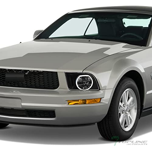 LED Halo Headlights for 2005-2009 Ford Mustang Black Housing DRL - Image 3