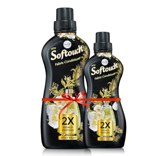 Softouch 2X French Perfume 800+200ml Fabric Conditioner with French Rose & Jasmine| After Wash Liquid Fabric Softener with Long-Lasting Fragrance| Sui