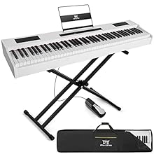 FULL-WEIGHTED DIGITAL PIANO - The full size 88 key piano keyboard weighted is equipped with 88 graded hammer action keys to reproduce the touch of an acoustic piano. Play heavily to get louder tones or play soft for quieter sounds. Weighted keyboard ...