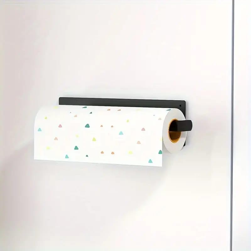 Image of Pack of 1 Under Cabinet Paper Towel Holder, Bathroom Towel Holder,Home face Towel Holder Self-Adhesive Tissue Roll Dispenser, Toilet Paper Holder Black,Modern Kitchen Storage [Black Color].