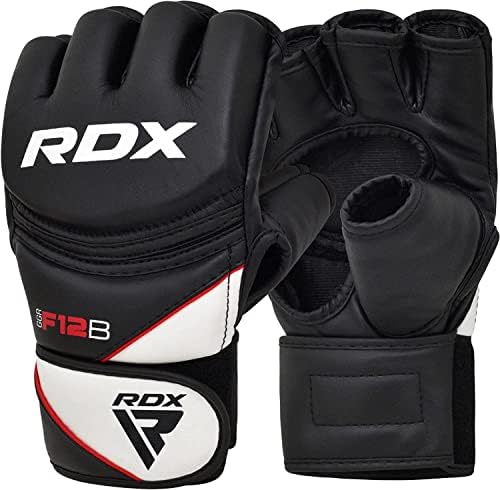 RDX Maya Hide Leather Grappling MMA Gloves UFC Cage Fighting Sparring Glove Training F12, X-Large, Black