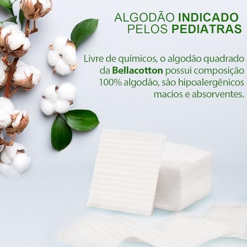 Kit Algodão Bellacotton Quadrado Hipoalergênico para Bebês (6 Pcts - 600 unidades)