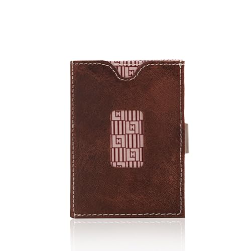 Image of LLH Leather Trifold Wallet - RFID Blocking with Stainless Steel Locking Clip Wallet, Minimalist Front Pocket RFID Blocking Credit Card Holder (Coffee)