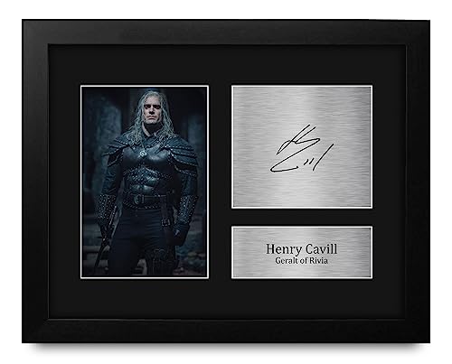 HWC Trading Henry Cavill The Witcher Framed Gifts Printed Signed Autograph Picture for TV Show Fans - US Letter Size by HWC Trading - Used condition - US$29.44