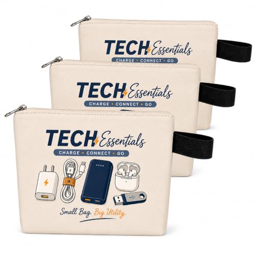 Image of DRUDRAYA Canvas Tech Organizer Pouch | Cable Case for Travel, Pack of 3