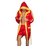 Adult Men Boxing Costume Heavyweight World Champion Boxer Halloween Costume Cosplay - Includes Robe and Shorts Red