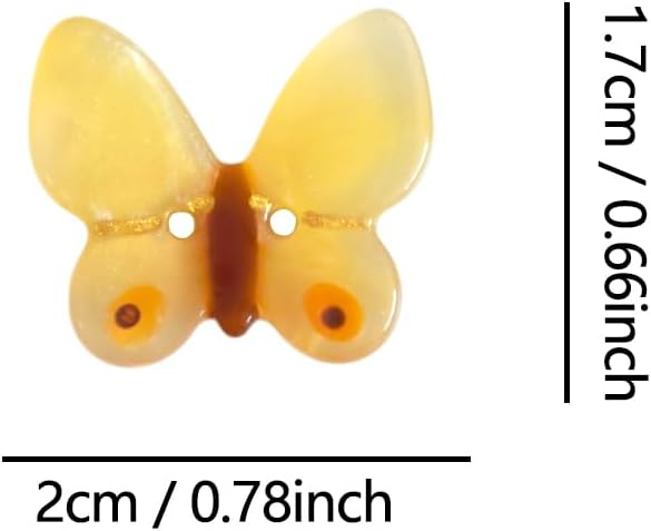 Yellow Butterfly Buttons for Crafts,Acetate Buttons for Sewing,Novelty Button for Clothes,Pack of 6