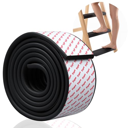 Hushee 6.5 ft College Dorm Bunk Bed Ladder Pads Self-Adhesive Bunk Bed Ladder Cover Cushion Soft Black Steps Foot Support for College Dorm Stair Sharp Edge Table Furniture