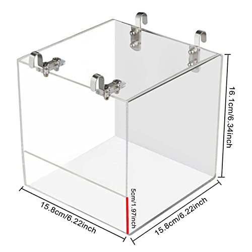 Xxmbbjy Hanging Cube Bird Bath Cage, Transparent Bird Bathtub Bath Shower with Stainless Steel Hooks for Small Bird Canary Parakeet Budgerigar Parrots Crested Myna Cockatiel Lovebird (Large) - Thumbnail 2