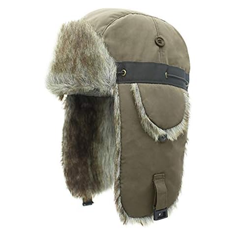 WANYING Herren Verdichte Wintermütze Bomber Mütze mit Ohrenklappen Super Warm Kunstpelz und Flanellen Fleece Futter Fliegermütze Thermal Wasserdicht füt Outdoor Aktivitäten Cover