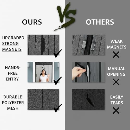 Image of JAIPUR ACE Polyester Premium Magnetic Mosquito Net Curtain | Mosquito Net For Doors With Magnet | Door Nets For Mosquitoes | Auto-Closing Insect Screen | Mosquito Net For Door - (190X60 Cm, Black)