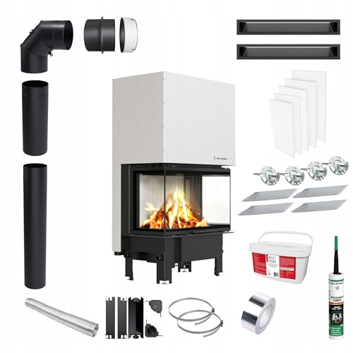 KRATKI Kamin aus Stahl 8 kw REGNOR fi 200 Schwarz Kamineinsatz BImSchV Stufe 2 mit Domykanie Zubehör für den Einbau KRATKI Kamin aus Stahl 8 kw REGNOR fi 200 Schwarz Kamineinsatz BImSchV Stufe 2 mit Domykanie Zubehör für den Einbau