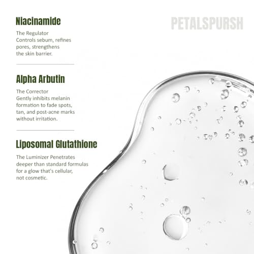 Image of Triple-Action Face Serum with Niacinamide, Alpha Arbutin & Liposomal Glutathione | Brightening, Oil Control, Dark Spots, Pigmentation & Under Eye Darkness Care | Face Serum for Glowing Skin | 30ml