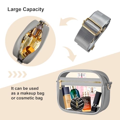 Image of Fibrdoo Clear Bag Stadium Approved, Leather Clear Crossbody Purse Bag for Concerts Sports Events Festivals
