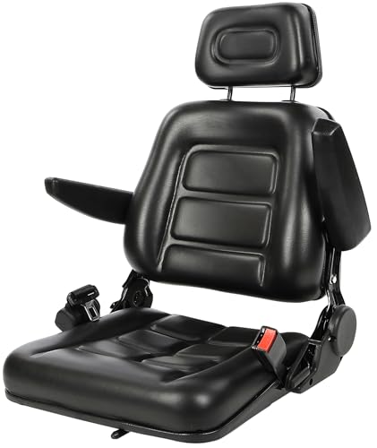 Ergonomic Tractor Seat, Universal Forklift Seat, Lawn Mower Seat, Adjustable Headrest & Armrests...