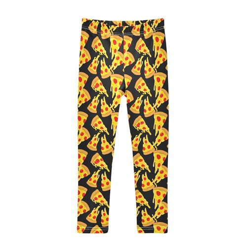 Girls Leggings Size 4T Pizza Black Breathable Stretchy Tights Girl Yoga Pants for Dance Running
