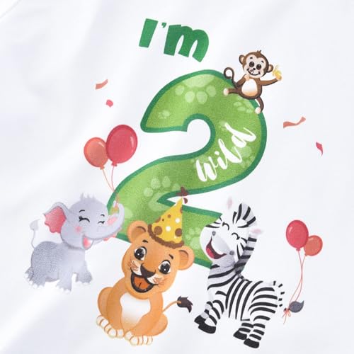 Baby Boy 2nd Birthday T-Shirt - I’m Two Wild 2 Jungle Animals Birthday Top Tee2
